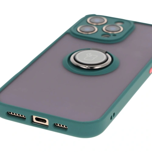 Kup Etui z uchwytem na palec Bizon Case Hybrid Ring do Apple iPhone 16 Pro Max kouřové s tmavě zeleným rámečkem - BIZ7081 - {ean13} - Sklep Home Screen