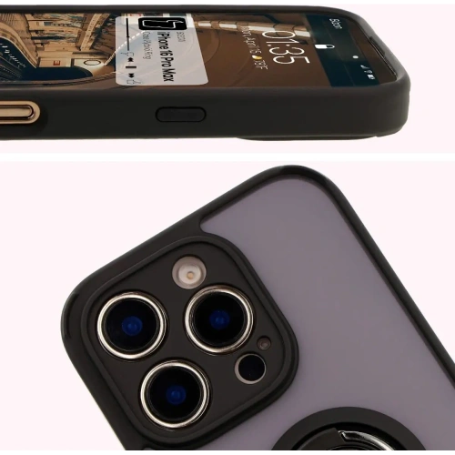 Buy Bizon Case Hybrid Ring Apple iPhone 16 Pro Max smoky with a black frame - BIZ7082 - {ean13} - Home Screen Store Europe