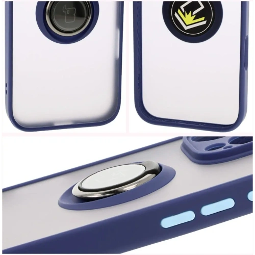 Kup Etui z uchwytem na palec Bizon Case Hybrid Ring do Apple iPhone 16 Pro Max przydymione z granatową ramką - BIZ7084 - {ean13} - Sklep Home Screen