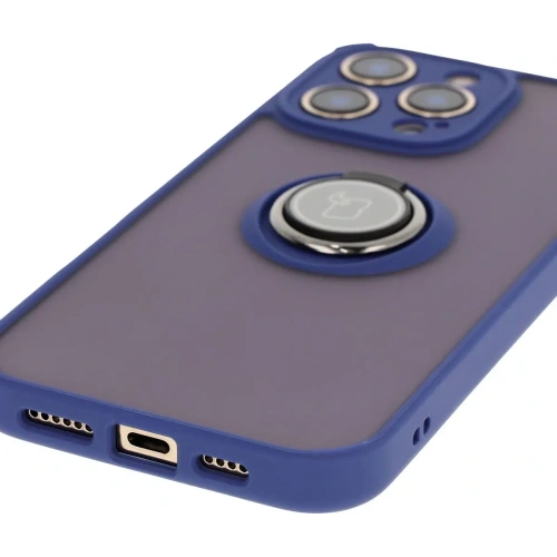 Kup Etui z uchwytem na palec Bizon Case Hybrid Ring do Apple iPhone 16 Pro Max przydymione z granatową ramką - BIZ7084 - {ean13} - Sklep Home Screen