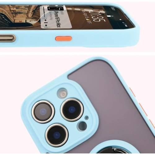 Kup Etui z uchwytem na palec Bizon Case Hybrid Ring do Apple iPhone 16 Pro Max kouřové s jasně modrým rámečkem - BIZ7085 - {ean13} - Sklep Home Screen