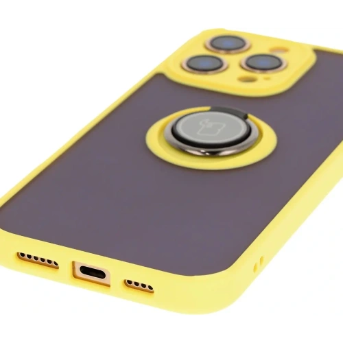 Kup Bizon Case Hybrid Ring Apple iPhone 16 Pro Max fumuriu cu un cadru galben - BIZ7086 - {ean13} - Sklep Home Screen