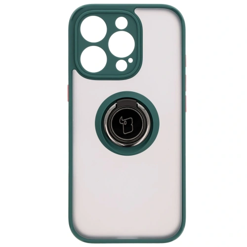 Kup Etui s úchopem na prst Bizon Case Hybrid Ring pro Apple iPhone 16 Pro kouřové s tmavě zeleným rámečkem - BIZ7087 - {ean13} - Sklep Home Screen