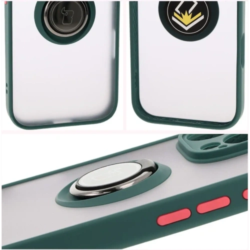 Buy Bizon Case Hybrid Ring Apple iPhone 16 Pro smoky with a dark green frame - BIZ7087 - {ean13} - Home Screen Store Europe