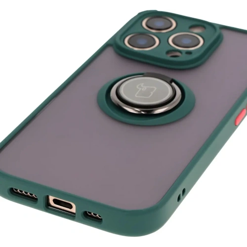 Buy Bizon Case Hybrid Ring Apple iPhone 16 Pro smoky with a dark green frame - BIZ7087 - {ean13} - Home Screen Store Europe