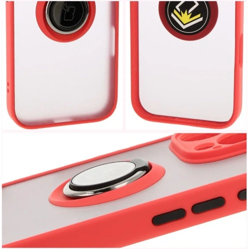 Kup Etui z uchwytem na palec Bizon Case Hybrid Ring do Apple iPhone 16 Pro kouřové s červeným rámem - BIZ7089 - {ean13} - Sklep Home Screen
