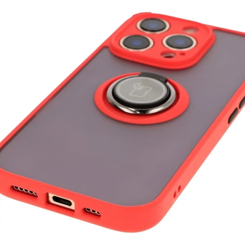 Kup Etui z uchwytem na palec Bizon Case Hybrid Ring do Apple iPhone 16 Pro kouřové s červeným rámem - BIZ7089 - {ean13} - Sklep Home Screen