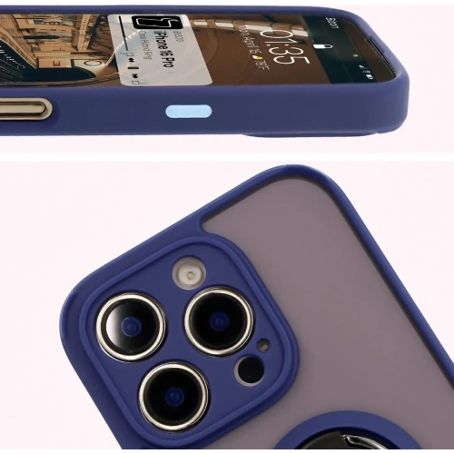 Buy Bizon Case Hybrid Ring Apple iPhone 16 Pro smoky with a navy blue frame - BIZ7090 - {ean13} - Home Screen Store Europe