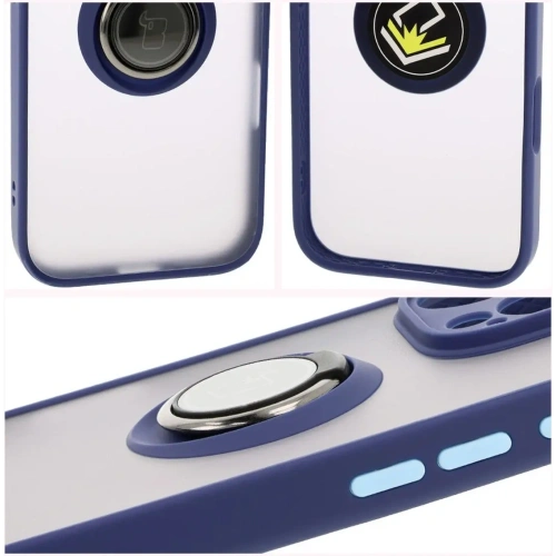 Buy Bizon Case Hybrid Ring Apple iPhone 16 Pro smoky with a navy blue frame - BIZ7090 - {ean13} - Home Screen Store Europe