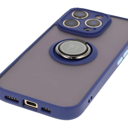 Buy Bizon Case Hybrid Ring Apple iPhone 16 Pro smoky with a navy blue frame - BIZ7090 - {ean13} - Home Screen Store Europe