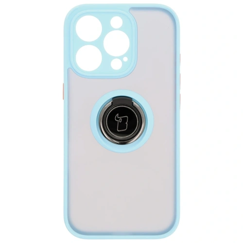 Kup Etui s úchopem na prst Bizon Case Hybrid Ring pro Apple iPhone 16 Pro kouřové s jasně modrým rámečkem - BIZ7091 - {ean13} - Sklep Home Screen