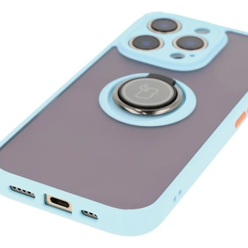 Kup Etui s úchopem na prst Bizon Case Hybrid Ring pro Apple iPhone 16 Pro kouřové s jasně modrým rámečkem - BIZ7091 - {ean13} - Sklep Home Screen