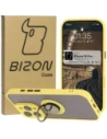 Etui z uchwytem na palec Bizon Case Hybrid Ring do Apple iPhone 16 Pro kouřové se žlutým rámem