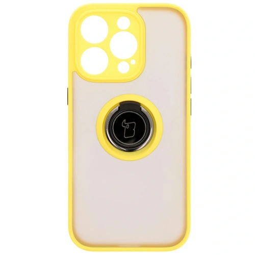Buy Bizon Case Hybrid Ring Apple iPhone 16 Pro smoky with a yellow frame - BIZ7092 - {ean13} - Home Screen Store Europe