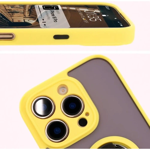 Buy Bizon Case Hybrid Ring Apple iPhone 16 Pro smoky with a yellow frame - BIZ7092 - {ean13} - Home Screen Store Europe