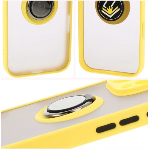 Buy Bizon Case Hybrid Ring Apple iPhone 16 Pro smoky with a yellow frame - BIZ7092 - {ean13} - Home Screen Store Europe
