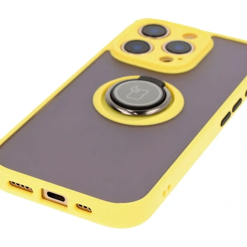 Buy Bizon Case Hybrid Ring Apple iPhone 16 Pro smoky with a yellow frame - BIZ7092 - {ean13} - Home Screen Store Europe