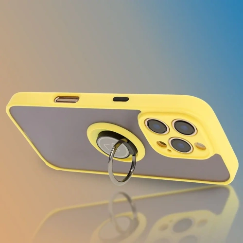Buy Bizon Case Hybrid Ring Apple iPhone 16 Pro smoky with a yellow frame - BIZ7092 - {ean13} - Home Screen Store Europe