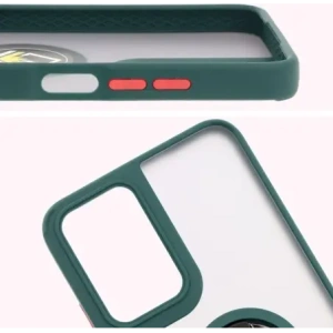 Kup Etui z uchwytem na palec Bizon Case Hybrid Ring do Motorola Moto G35 5G przydymione z ciemnozieloną ramką - BIZ7093 - {ean13} - Sklep Home Screen