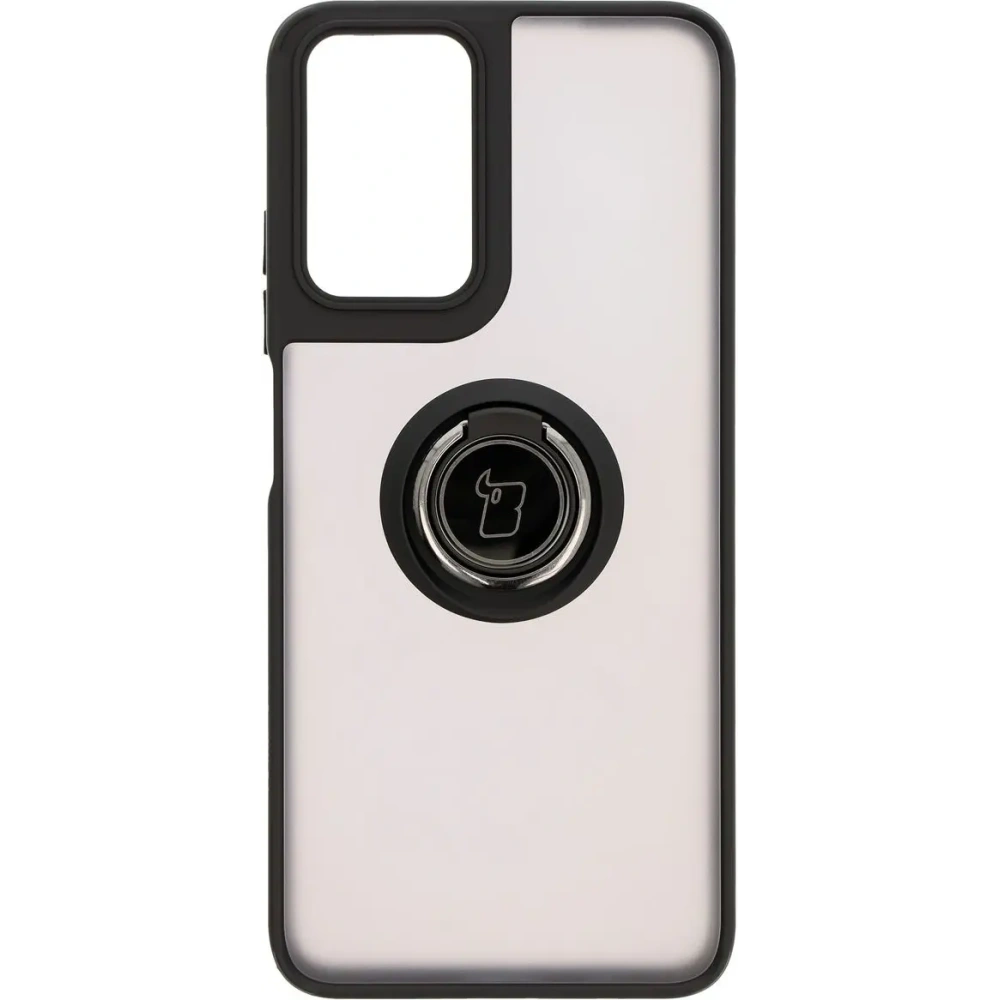 Etui z uchwytem na palec Bizon Case Hybrid Ring do Motorola Moto G35 5G przydymione z czarną ramką