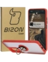 Bizon Case Hybrid Ring Motorola Moto G35 5G fumuriu cu un cadru roșu