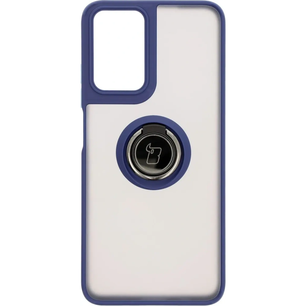 Etui z uchwytem na palec Bizon Case Hybrid Ring do Motorola Moto G35 5G przydymione z granatową ramką