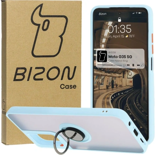 Buy Bizon Case Hybrid Ring Motorola Moto G35 5G smoky with a light blue frame - BIZ7097 - {ean13} - Home Screen Store Europe