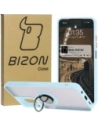 Bizon Case Hybrid Ring Motorola Moto G35 5G fumuriu cu un cadru albastru deschis