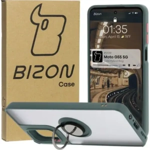 Buy Bizon Case Hybrid Ring Motorola Moto G55 5G smoky with a dark green frame - BIZ7099 - {ean13} - Home Screen Store Europe