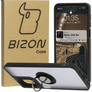 Kup Etui s úchytem na prst Bizon Case Hybrid Ring pro Motorola Moto G55 5G kouřové s černým rámem - BIZ7100 - {ean13} - Sklep Home Screen