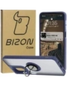 Etui s úchytem na prst Bizon Case Hybrid Ring pro Motorola Moto G55 5G kouřové s modrým rámečkem