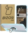 Bizon Case Hybrid Ring Motorola Moto G55 5G fumuriu cu un cadru bleu deschis