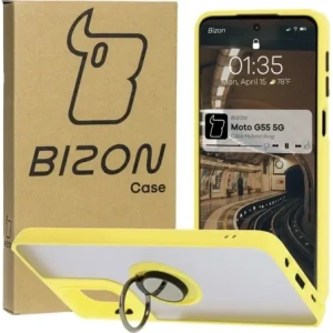 Kup Etui z uchwytem na palec Bizon Case Hybrid Ring do Motorola Moto G55 5G przydymione z żółtą ramką - BIZ7104 - {ean13} - Sklep Home Screen