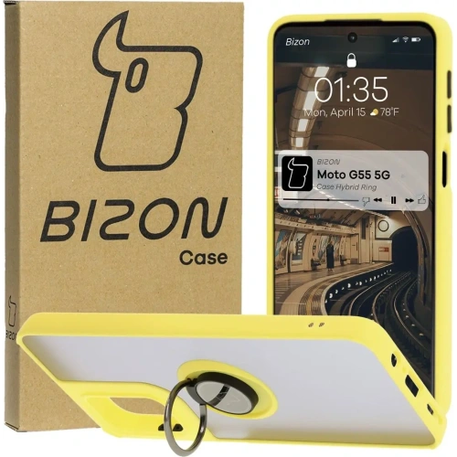 Kup Bizon Case Hybrid Ring Motorola Moto G55 5G fumuriu cu un cadru galben - BIZ7104 - {ean13} - Sklep Home Screen