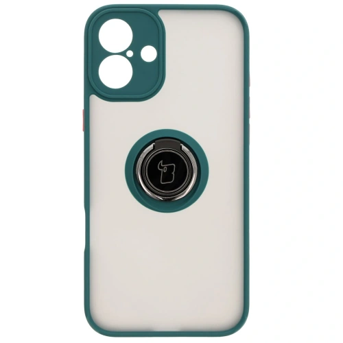 Kup Etui z uchwytem na palec Bizon Case Hybrid Ring do Apple iPhone 16 Plus kouřové s tmavě zeleným rámečkem - BIZ7105 - {ean13} - Sklep Home Screen
