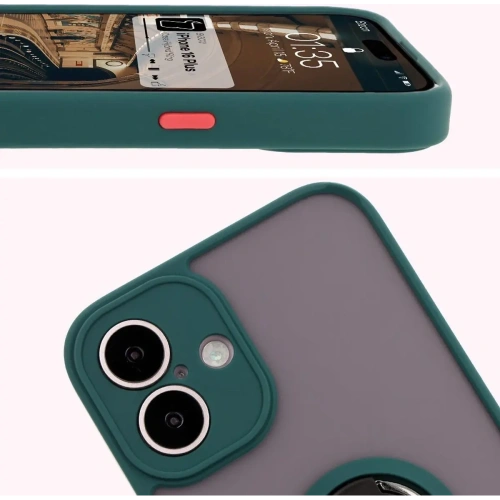Kup Bizon Case Hybrid Ring Apple iPhone 16 Plus fumuriu cu un cadru verde închis - BIZ7105 - {ean13} - Sklep Home Screen