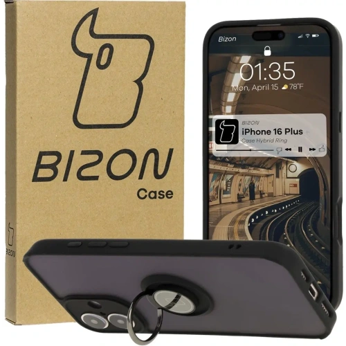 Buy Bizon Case Hybrid Ring Apple iPhone 16 Plus smoky with a black frame - BIZ7106 - {ean13} - Home Screen Store Europe