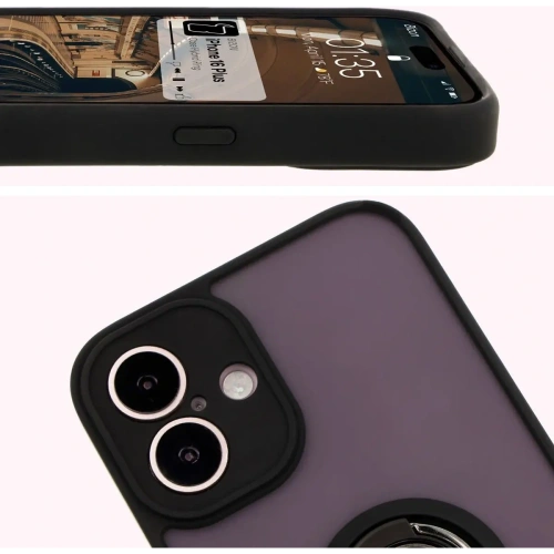 Kup Etui z uchwytem na palec Bizon Case Hybrid Ring do Apple iPhone 16 Plus kouřové s černým rámečkem - BIZ7106 - {ean13} - Sklep Home Screen