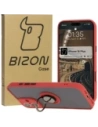 Bizon Case Hybrid Ring Apple iPhone 16 Plus rauchig mit rotem Rahmen
