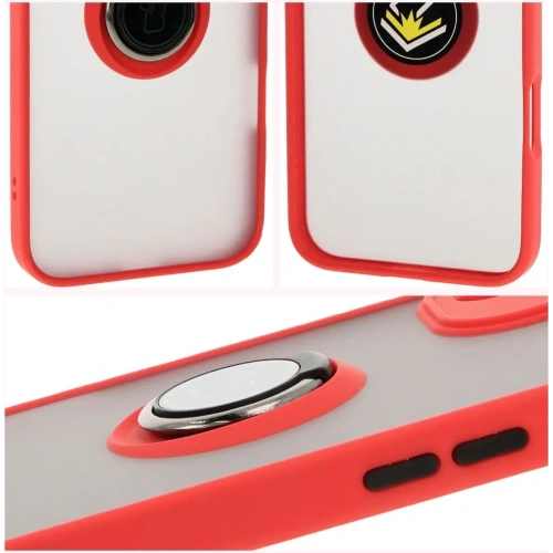 Buy Bizon Case Hybrid Ring Apple iPhone 16 Plus smoky with a red frame - BIZ7107 - {ean13} - Home Screen Store Europe