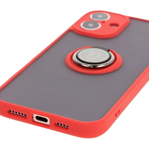 Kup Etui s úchytem na prst Bizon Case Hybrid Ring do Apple iPhone 16 Plus kouřové s červeným rámem - BIZ7107 - {ean13} - Sklep Home Screen