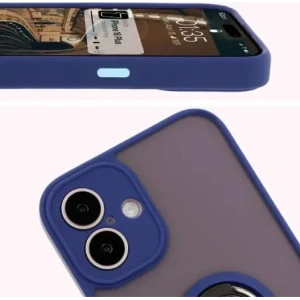 Kup Bizon Case Hybrid Ring Apple iPhone 16 Plus fumuriu cu un cadru albastru marin - BIZ7108 - {ean13} - Sklep Home Screen