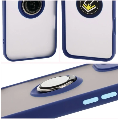 Kup Etui s úchytem na prst Bizon Case Hybrid Ring do Apple iPhone 16 Plus kouřové s modrým rámem - BIZ7108 - {ean13} - Sklep Home Screen