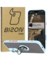 Bizon Case Hybrid Ring Apple iPhone 16 Plus smoky with a light blue frame