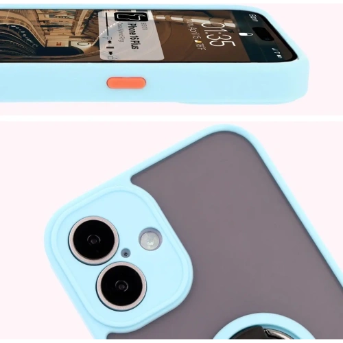 Kup Bizon Case Hybrid Ring Apple iPhone 16 Plus fumuriu cu un cadru de culoare albastru deschis - BIZ7109 - {ean13} - Sklep Home Screen