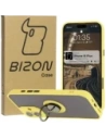 Bizon Case Hybrid Ring Apple iPhone 16 Plus fumuriu cu un cadru galben