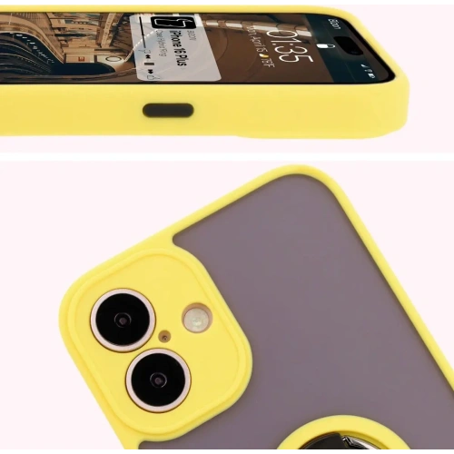 Kup Bizon Case Hybrid Ring Apple iPhone 16 Plus fumuriu cu un cadru galben - BIZ7110 - {ean13} - Sklep Home Screen