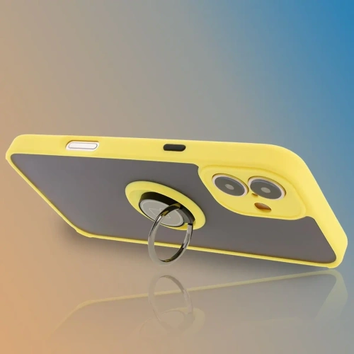 Kup Etui z uchwytem na palec Bizon Case Hybrid Ring do Apple iPhone 16 Plus zakouřené se žlutým rámečkem - BIZ7110 - {ean13} - Sklep Home Screen