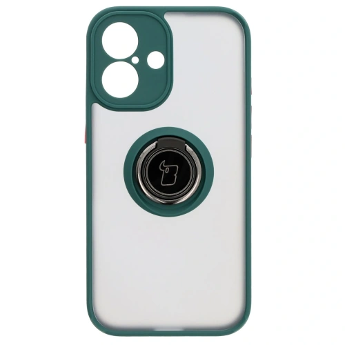 Kup Etui z uchwytem na palec Bizon Case Hybrid Ring do Apple iPhone 16 przydymione z ciemnozieloną ramką - BIZ7111 - {ean13} - Sklep Home Screen