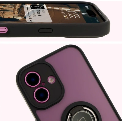 Kup Bizon Case Hybrid Ring Apple iPhone 16 fumuriu cu un cadru negru - BIZ7112 - {ean13} - Sklep Home Screen